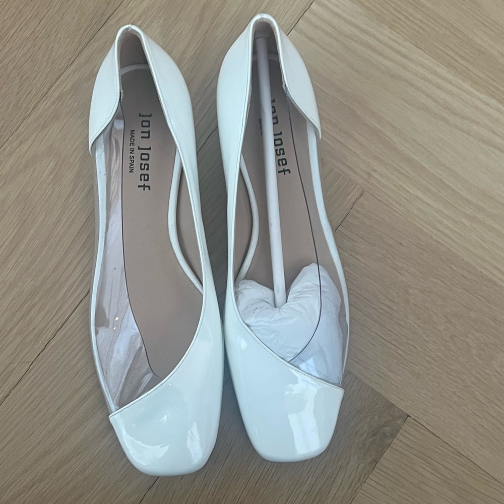 Jon Josef Punk Round Toe Vinyl Flat - White Patent Leather